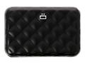 ÖGON Quilted Button Card holder metal lock quilted alu Black