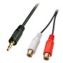 LINDY 35678 audio cable 0.25 m 2 x RCA 3.5mm Bla.. Factory Sealed