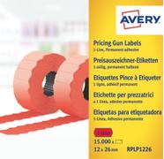 AVERY Labels on Roll  for 1 line pricing gun Perm. Red (8D/1L) 26 x 12 mm