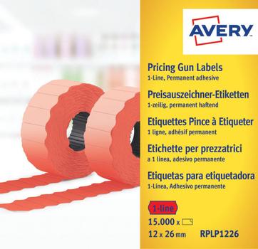 AVERY Labels on Roll  for 1 line pricing gun Perm. Red (8D/1L) 26 x 12 mm (RPLP1226)