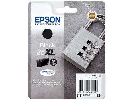 EPSON n Ink Cartridges,  DURABrite" Ultra, 35XL, Padlock, Singlepack,  1 x 41.2 ml Black, XL (C13T35914010)