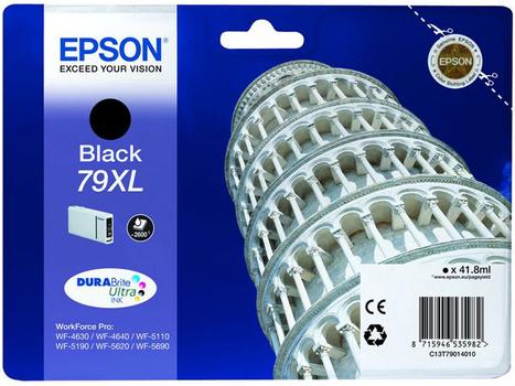 EPSON n Ink Cartridges,  DURABrite" Ultra, 79XL, Tower of Pisa, Singlepack,  1 x 41.8 ml Black, High, XL (C13T79014010)