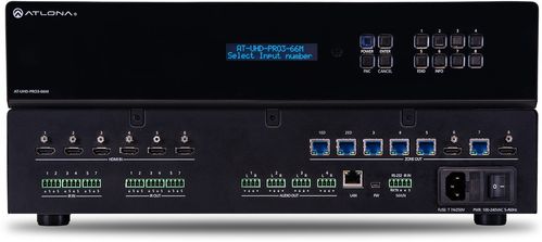 Atlona 4K/UHD Dual-Distance 6×6 HDMI to HDBaseT Matrix Switcher with PoE (AT-UHD-PRO3-66M)