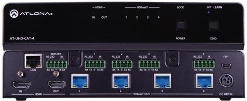 Atlona 4K/UHD 4-Output HDMI to HDBaseT Distribution Amplifier. 70 meter. Leveres uden modtagere. (AT-UHD-CAT-4)