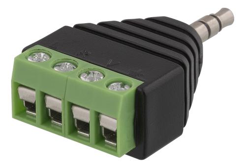 DELTACO 4 pole 3.5mm plug to 4-pin terminal block adapter, black (DC-390)