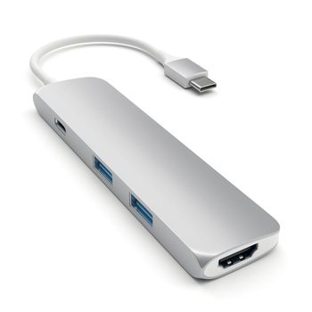 SATECHI Hub USB-C till 2USB3/ HDMI-4K30 PD-49W silver slim Multiport (ST-CMAS)