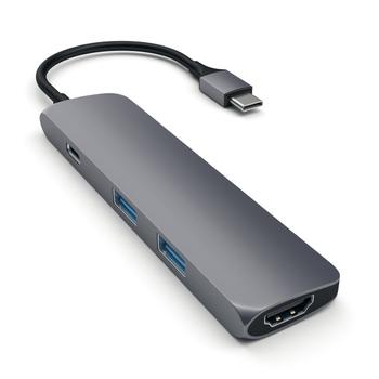 SATECHI Hub USB-C till 2USB3/ HDMI-4K30 PD-49W rymdgrå slim Multiport (ST-CMAM)