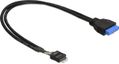 DELOCK intern kabel för USB 3.0, IDC20 ho - IDC10 ha, 0,3m, svart