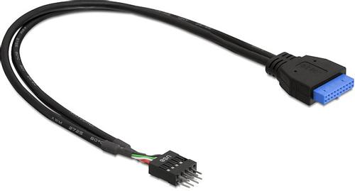 DELOCK intern kabel för USB 3.0, IDC20 ho - IDC10 ha, 0,3m, svart (83095)
