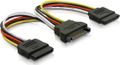 DELTACO 15 pin Serial ATA power (male) - 15 pin Serial ATA power (female) 10cm Power splitter