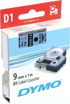 DYMO D1 Tape / 9mm x 7m / Black Text / Blue Tape (S0720710)