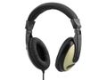 DELTACO Closed headphone with volume control, 3.5mm plug, 2.5m, black / gold
