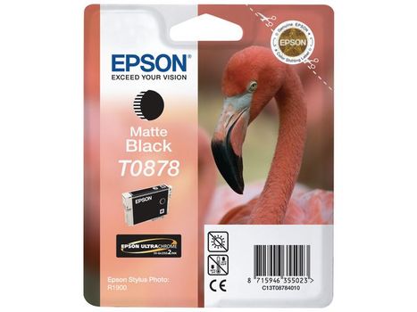 EPSON n Ink Cartridges,  Ultrachrome Hi-Gloss2,  T0878, Flamingo, Singlepack,  1 x 11.4 ml Matte Black (C13T08784010)