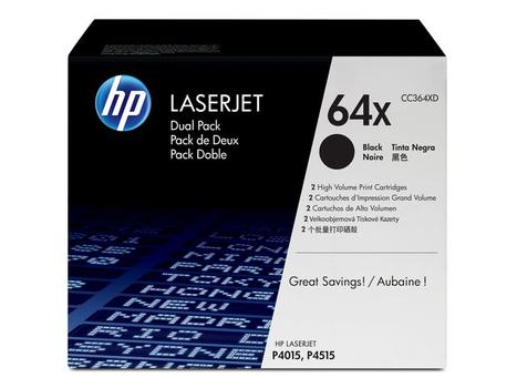 HP Originale HP 64X LaserJet-tonerpatroner med høj kapacitet,  sort, 2-pak (CC364XD)