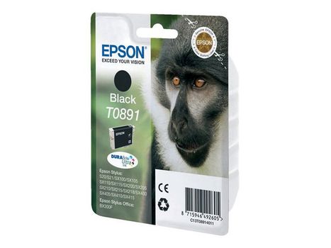 EPSON n Ink Cartridges,  DURABrite" Ultra, T0891, Monkey, Singlepack,  1 x 5.8 ml Black (C13T08914011)