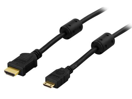 Deltaco HDMI med Ethernet-kabel - HDMI (hann) til mini-HDMI (hann) - 1 m - svart (HDMI-1016)