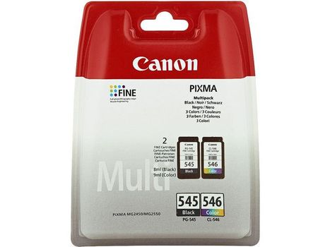 CANON n PG-545 CL546 - 8287B006 - 1 x Black,1 x Cyan,1 x Magenta,1 x Yellow - Multipack - Blister with security - Ink Cartridge - For PIXMA iP2850, MG2450, MG2550, MG2555, MG2950, MG2950S, MX495 (8287B006)