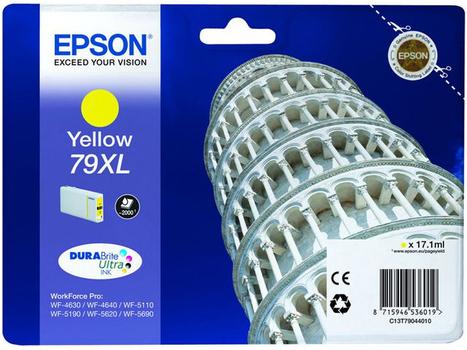 EPSON n Ink Cartridges,  DURABrite" Ultra, 79XL, Tower of Pisa, Singlepack,  1 x 17.1 ml Yellow, High, XL (C13T79044010)