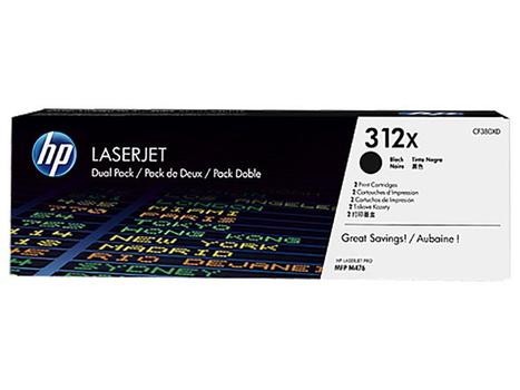 HP Äkta HP 312X 2-pack Black LaserJet-tonerkassetter med hög kapacitet (CF380XD)