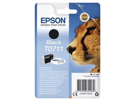 EPSON T0711 ink cartridge black standard capacity 7.4ml 1-pack blister without alarm (C13T07114012)