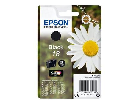 EPSON 18 ink cartridge black standard capacity 5.2ml 175 pages 1-pack blister without alarm (C13T18014012)