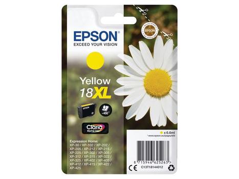 EPSON 18XL ink cartridge yellow high capacity 6.6ml 450 pages 1-pack blister without alarm (C13T18144012)