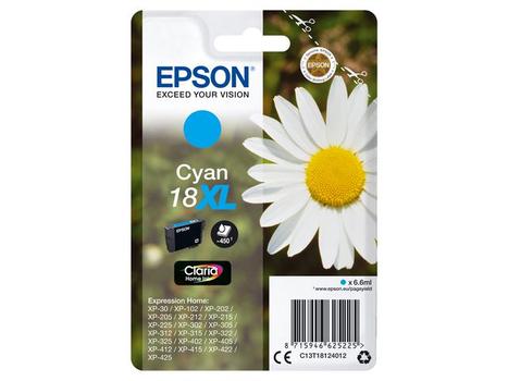 EPSON 18XL ink cartridge cyan high capacity 6.6ml 450 pages 1-pack blister without alarm (C13T18124012)