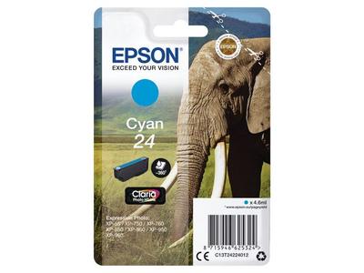 EPSON 1LB 24 ink cartridge cyan standard capacity 4.6ml 360 pages 1-pack RF-AM blister w/s (C13T24224022)