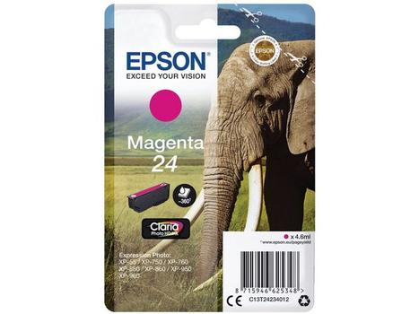 EPSON 24XL ink cartridge magenta high capacity 8.7ml 740 pages 1-pack blister without alarm (C13T24334012)