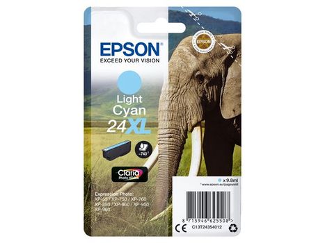 EPSON 24XL ink cartridge light cyan high capacity 9.8ml 740 pages 1-pack blister without alarm (C13T24354012)