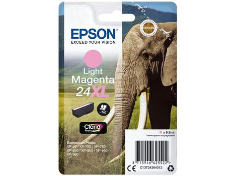 EPSON 24XL ink cartridge light magenta high capacity 9.8ml 740 pages 1-pack blister without alarm (C13T24364012)
