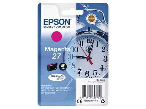 EPSON 27 ink cartridge magenta standard capacity 3.6ml 350 pages 1-pack blister without alarm - DURABrite ultra ink (C13T27034012)