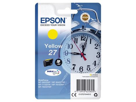 EPSON 27 ink cartridge yellow standard capacity 3.6ml 350 pages 1-pack blister without alarm - DURABrite ultra ink (C13T27044012)