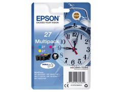 EPSON n Ink Cartridges, DURABrite" Ultra, 27, Alarm clock, Multipack, 1 x 3.6 ml Cyan, 1 x 3.6 ml Magenta, 1 x 3.6 ml Yellow, RF+AM