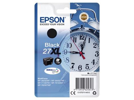 EPSON 27XL ink cartridge black high capacity 17.7ml 1.100 pages 1-pack blister without alarm - DURABrite ultra ink (C13T27114012)