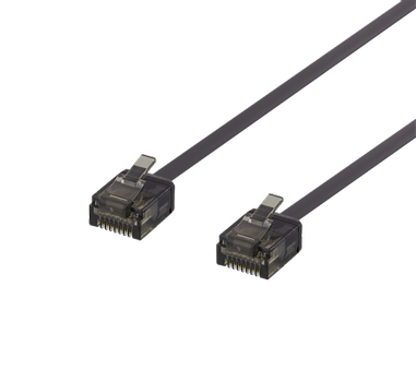 DELTACO U/UTP Cat6a patch cable, flat, 0.15m, 1mm thick, black (UUTP-2077)