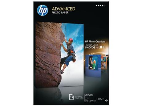 HP Advanced Glossy Photo Paper - Blank - A4 (210 x 297 mm) - 250 g/m² - 25 ark fotopapir - for Deskjet Ink Advantage 52XX; Envy 50XX; Ink Tank 319; Ink Tank Wireless 410; Officejet 52XX (Q5456A)