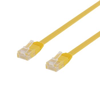 DELTACO U/UTP Cat6 patch cable, flat, 0.5m, 250MHz, yellow (TP-60GL-FL)