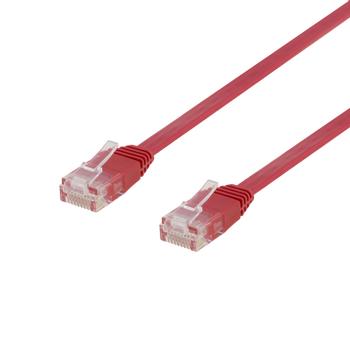 DELTACO U/UTP Cat6 patch cable, flat, 0,5m, 250MHz, red (TP-60R-FL)
