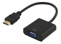DELTACO HDMI to VGA adapter, 19-pin male - 15-pin female, 0.2m, black (HDMI-VGA7)
