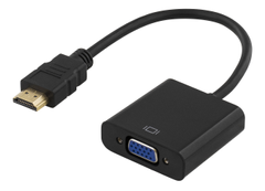 DELTACO HDMI to VGA adapter, 19-pin male - 15-pin female, 0.2m, black (HDMI-VGA7)