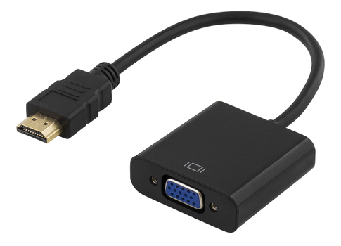 DELTACO HDMI to VGA adapter, 19-pin male - 15-pin female, 0.2m, black (HDMI-VGA7)