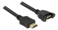 DELOCK Cable HDMI-A male > HDMI-A female panel-mount 4K 30 Hz 2 m