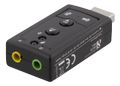 DELTACO USB sound card, 7.1, mute, volume, 2x3.5mm, mic / headphones