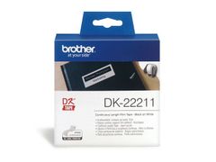 BROTHER DK22211 Endless Film white 29 mm x 15,24 m, tejprulle i plastfilm i löplängd, svart på vitt