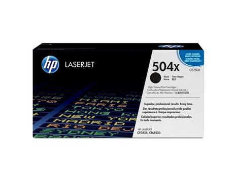 HP 504X Colour LaserJet original toner cartridge black high capacity 10.500 pages 1-pack ColorSphere (CE250X)