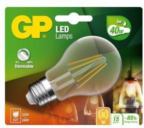 GP LED Lamp Classic Filament, E27, DIM, 5W (40W), 470lm (472111)