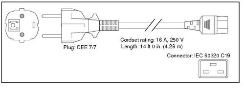 CISCO Power Cord, 250Vac 16A, Europe (CAB-AC-2500W-EU= $DEL)