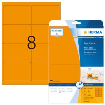 HERMA Neon Labels      99,1x67,7 20 Sheets orange 160 pcs. 5145 (5145)