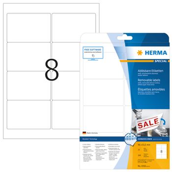 HERMA Etiketten A4 weiß 96x63,5 mm ablösbar Papier 200 St. (4350)